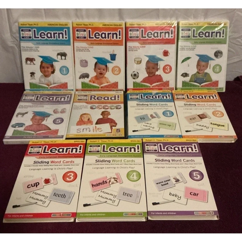 Your Baby Can Learn! American English Kit DVDs Books Sliding Teaching Cards